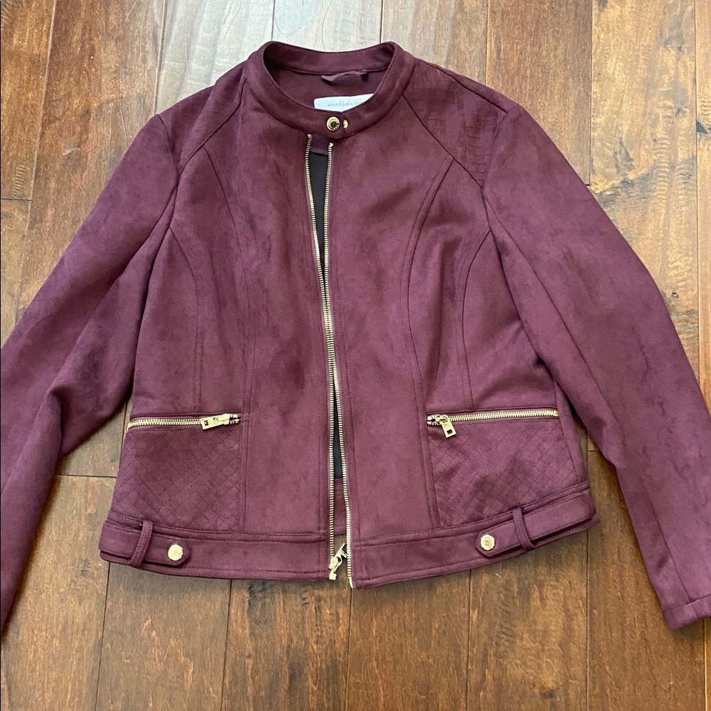 Wine faux suede jacket
